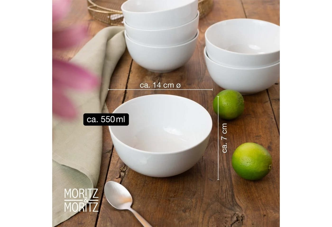 Moritz & Moritz Müslischüssel BASIC Set 6-tlg. Weiß Porzellan