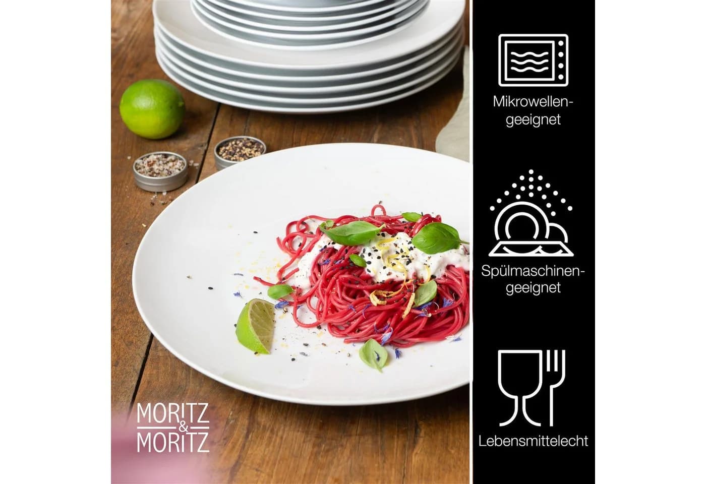 Moritz & Moritz Tafelservice BASIC 18-tlg. Porzellan Geschirrset für 6 Personen