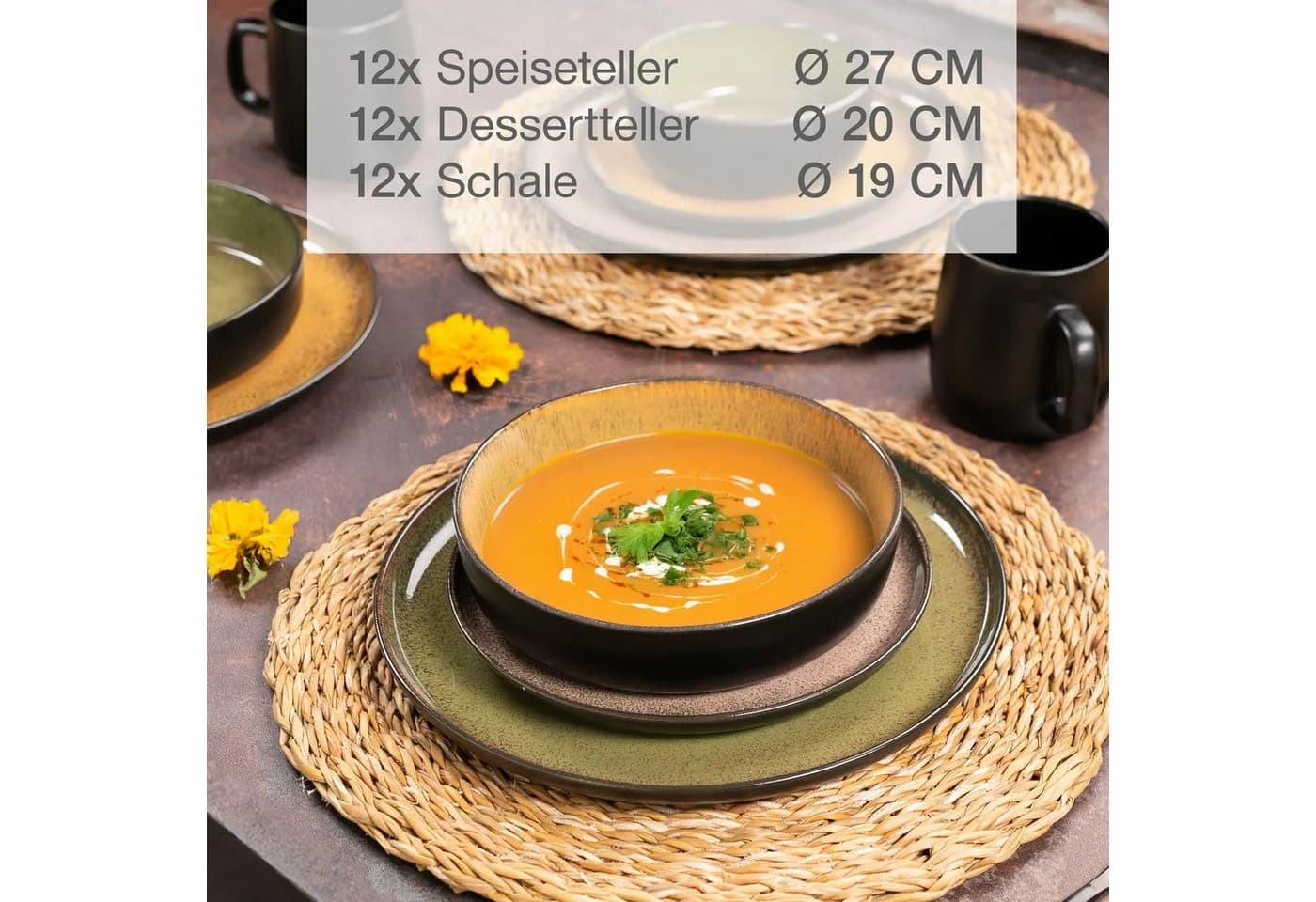 Moritz & Moritz Geschirr-Set VIDA 36-tlg. Vintage Bunt Porzellan