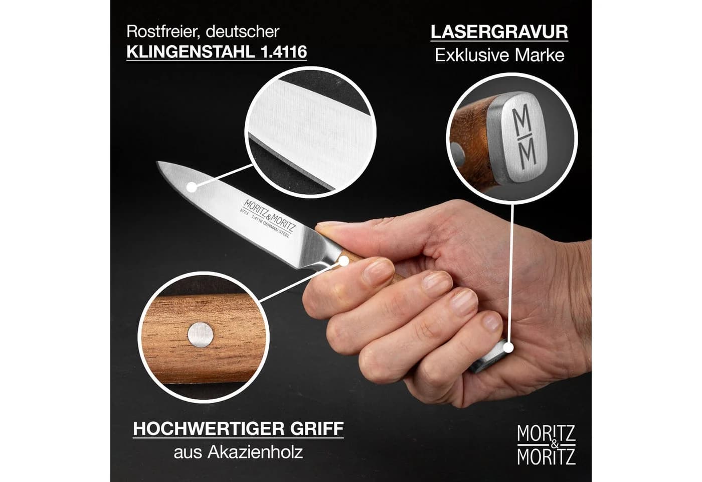 Moritz & Moritz Gemüsemesser 9cm mit Akazienholzgriff