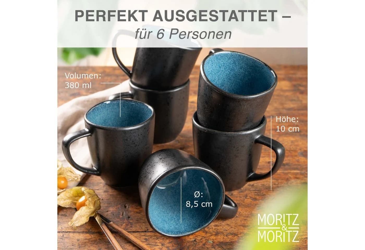 Moritz & Moritz Tassen Set 6-tlg. ORGANIC Steinzeug Blau