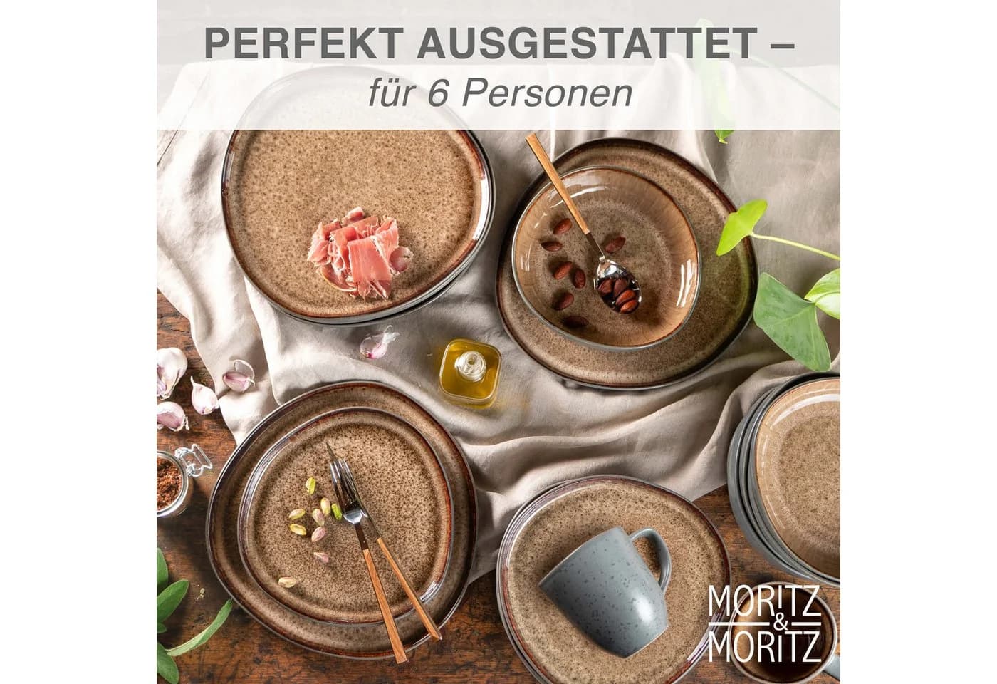 Moritz & Moritz Kombiservice ORGANIC beige Geschirrset 18-tlg. Steinzeug