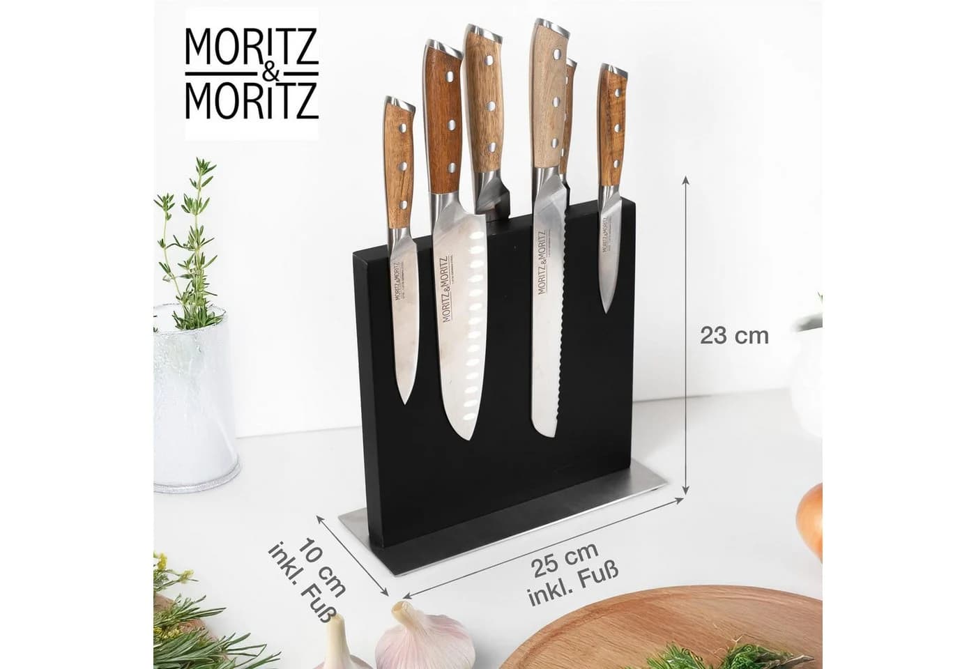 Moritz & Moritz Magnet-Messerblock Schwarz Edelstahl