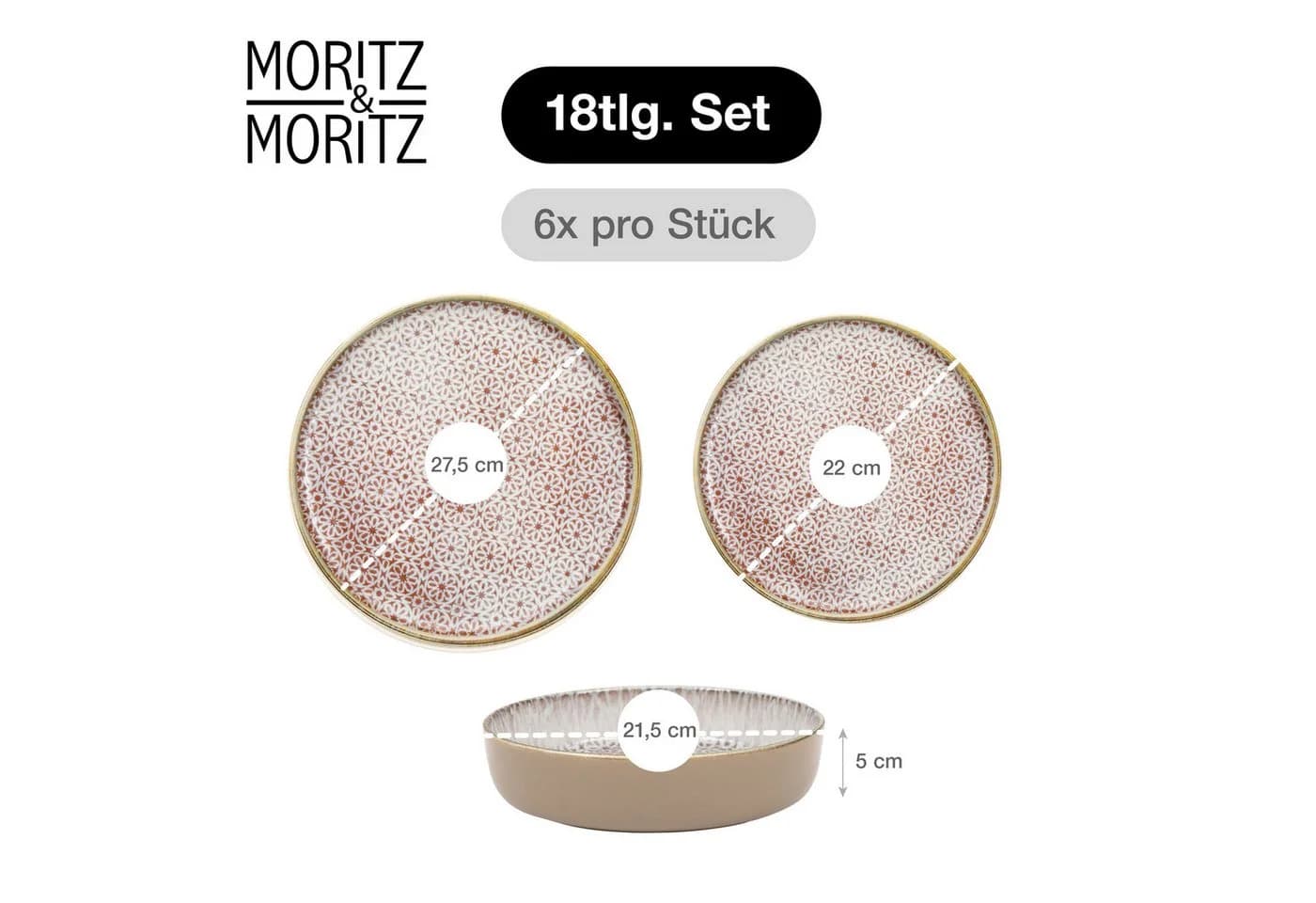 Moritz & Moritz Geschirrset ALHAMBRA 18-tlg. Mousse für 6 Pers.