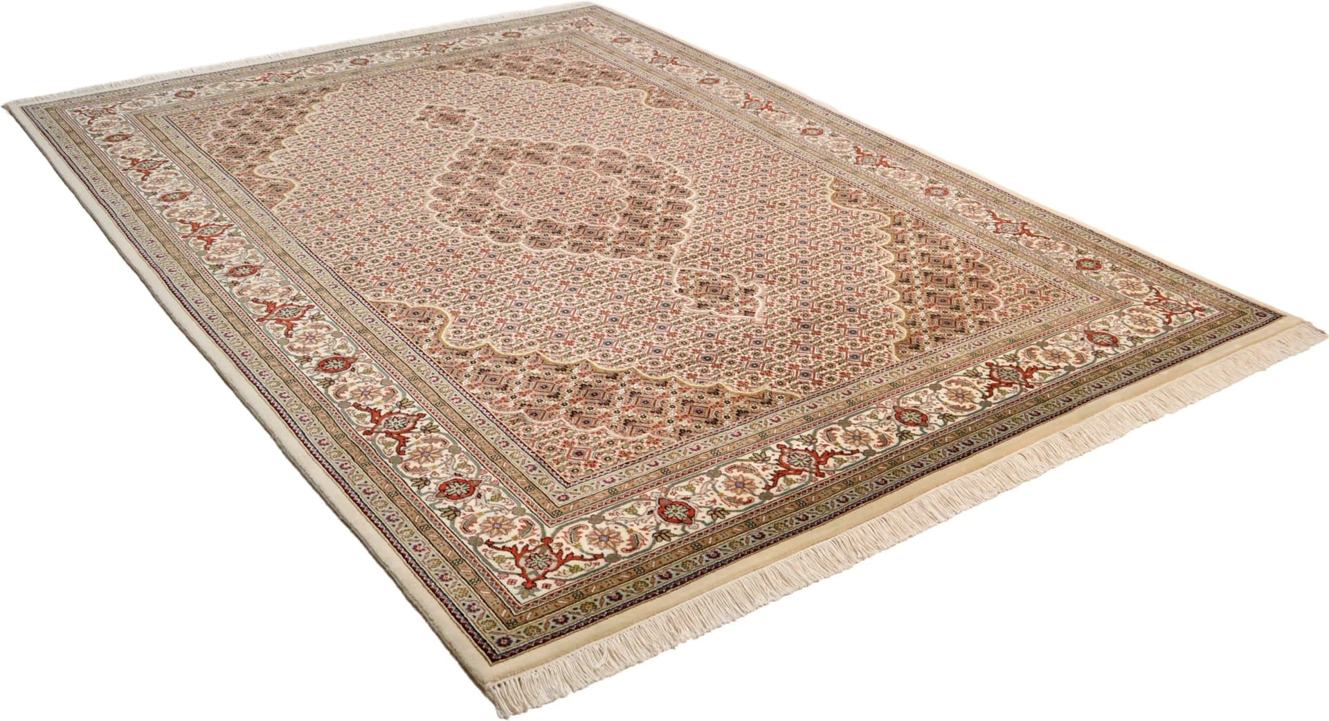 Orientteppich THEKO Mahi Tabriz Beige Handgeknüpft