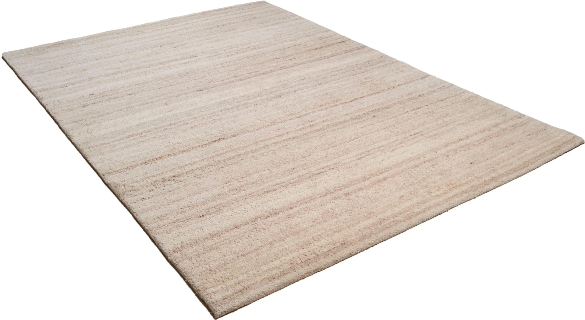 THEKO Wollteppich Royal Berber Uni Beige Grau Handgetuftet