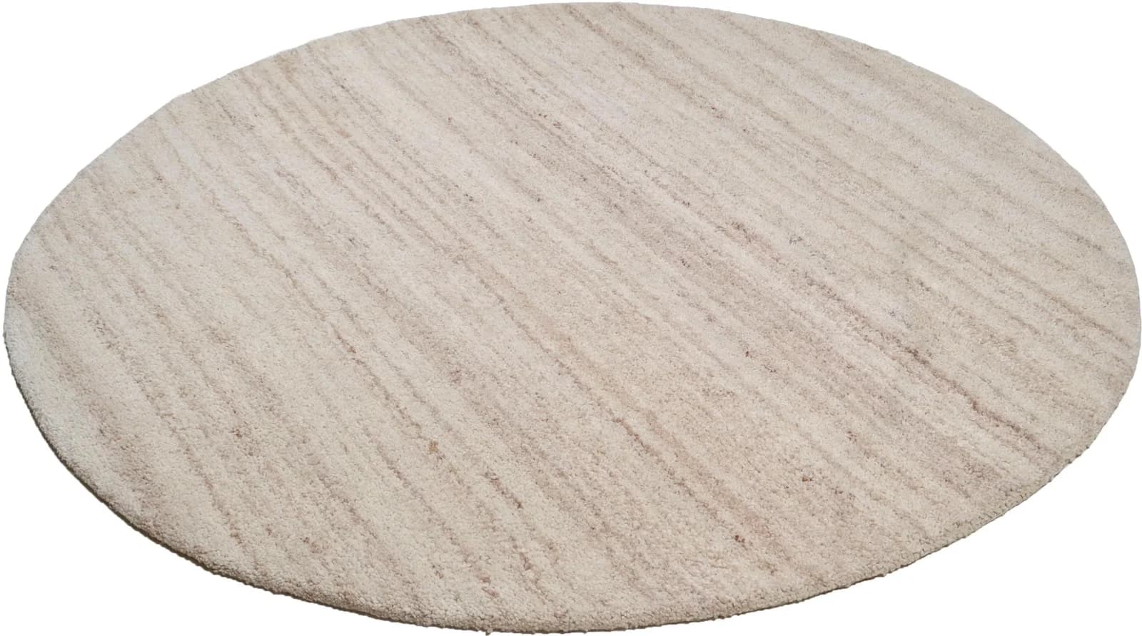THEKO Royal Berber Uni Wollteppich Beige Grau Handgetuftet