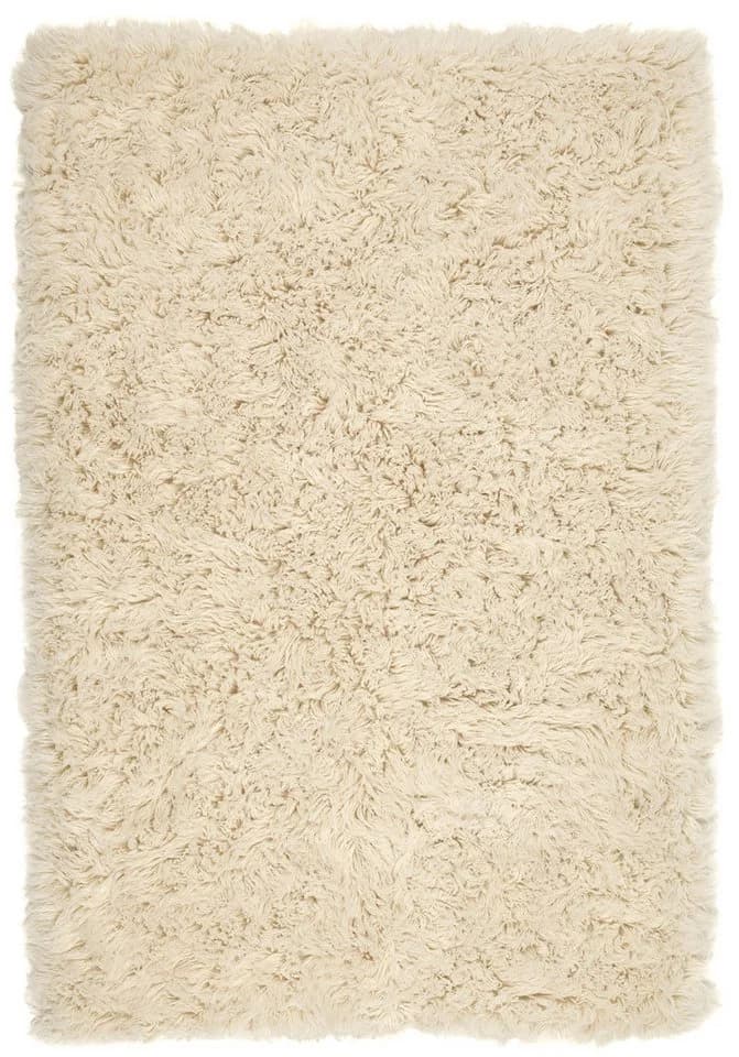 THEKO Wollteppich Flokos 2 Uni Beige Hochflor 70x140cm