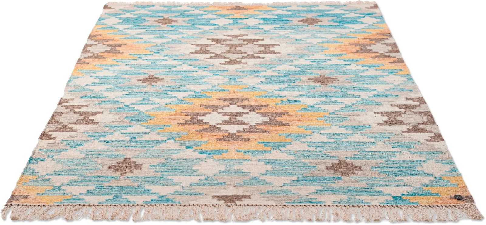Tom Tailor HOME Teppich "Check Kelim" Gr. 1, Boho-Style, Türkis/Pastell, Wolle