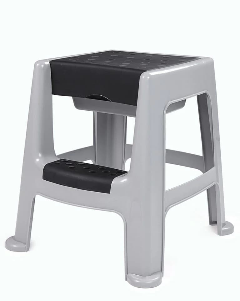 ONDIS24 Hocker mit Trittleiter und Staufach grau bis 150 kg