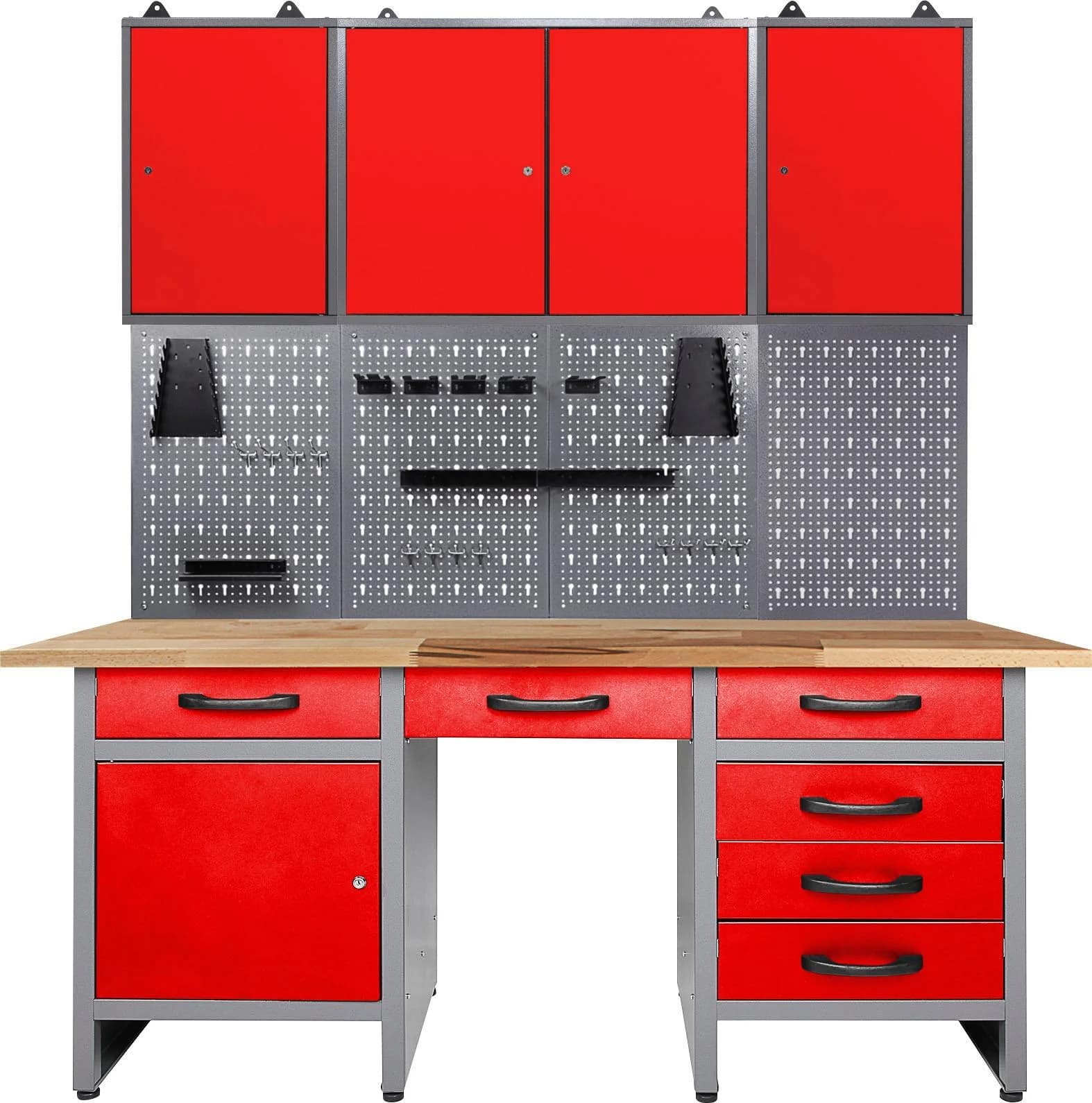ONDIS24 Werkstatt-Set Metall Buche Anthrazit/Rot