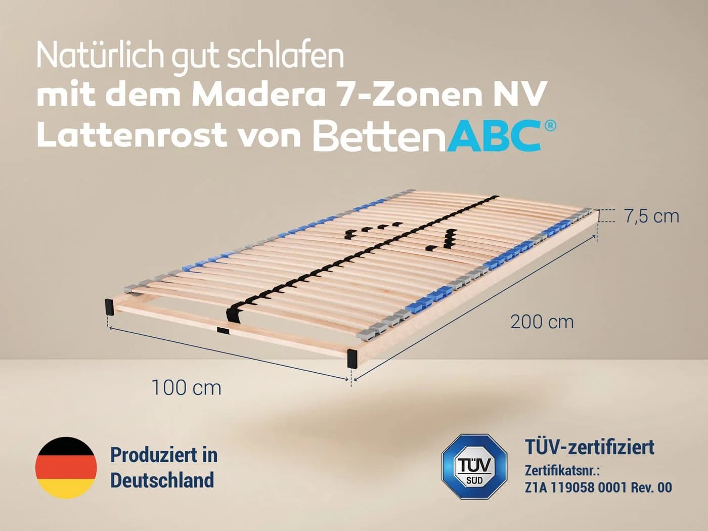 Lattenrost MaDeRa 7-Zonen-Lattenrost Selbstmontage Betten-ABC