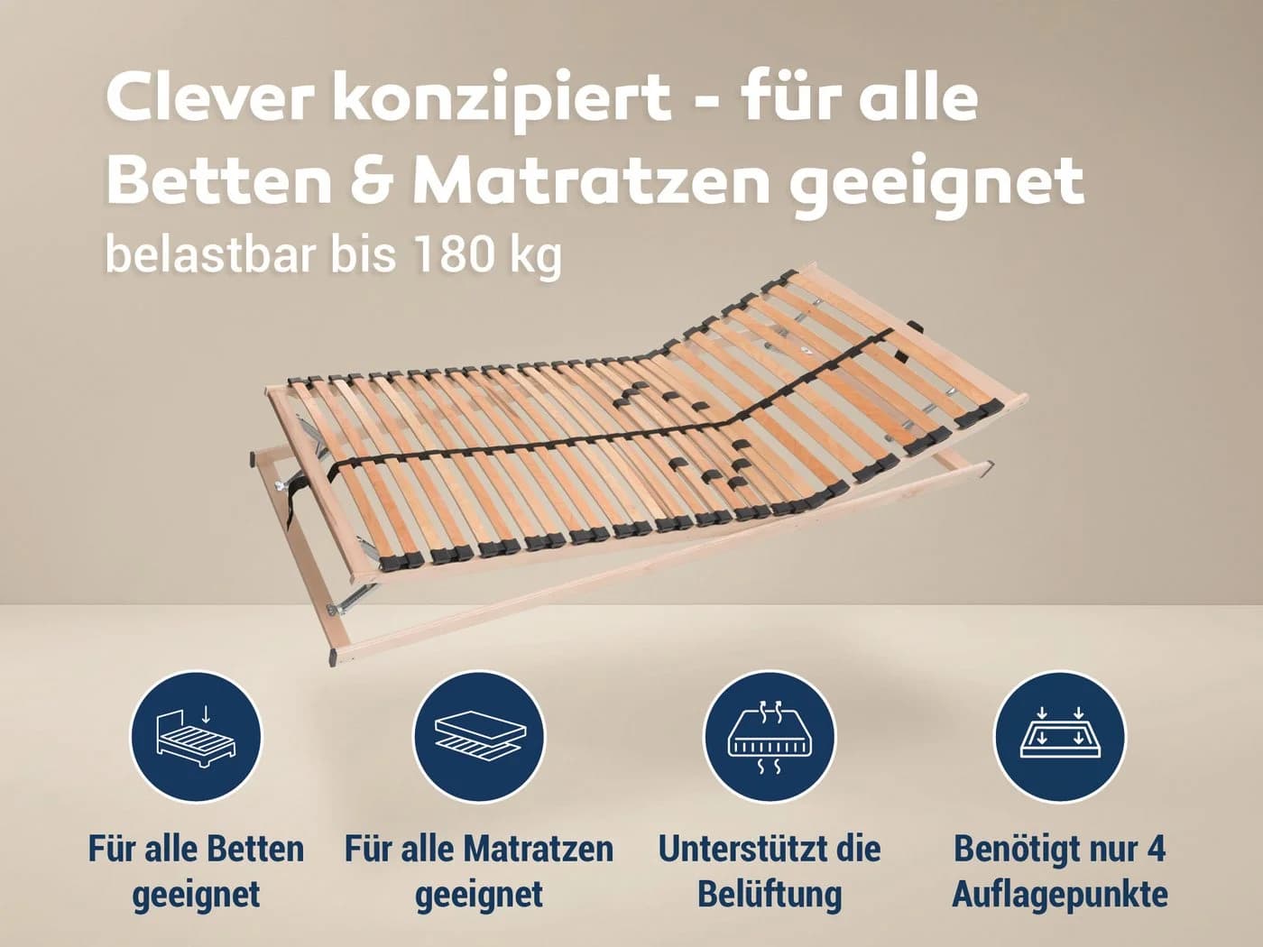 Betten-ABC Lattenrost Max1 K+F verstellbar mit Federholzleisten