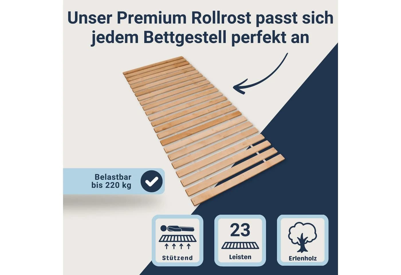 Rollrost Premium Erlenholz 23 Latten Betten-ABC Stabil