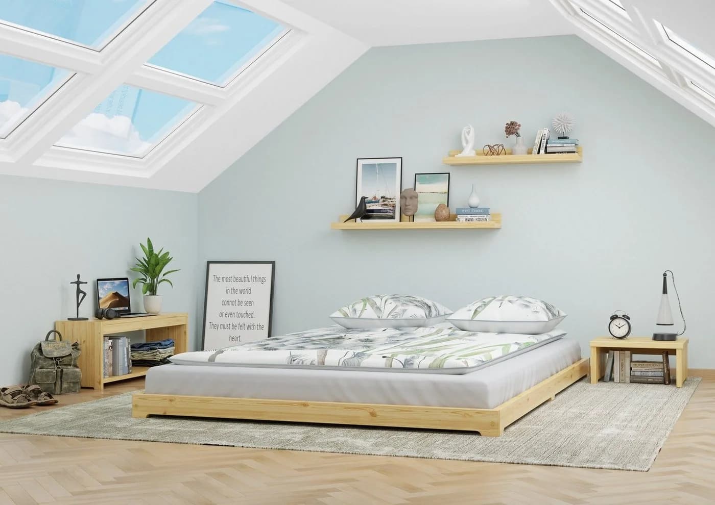 ERST-HOLZ Massivholzbett Futonbett Kiefer Extra Niedrig