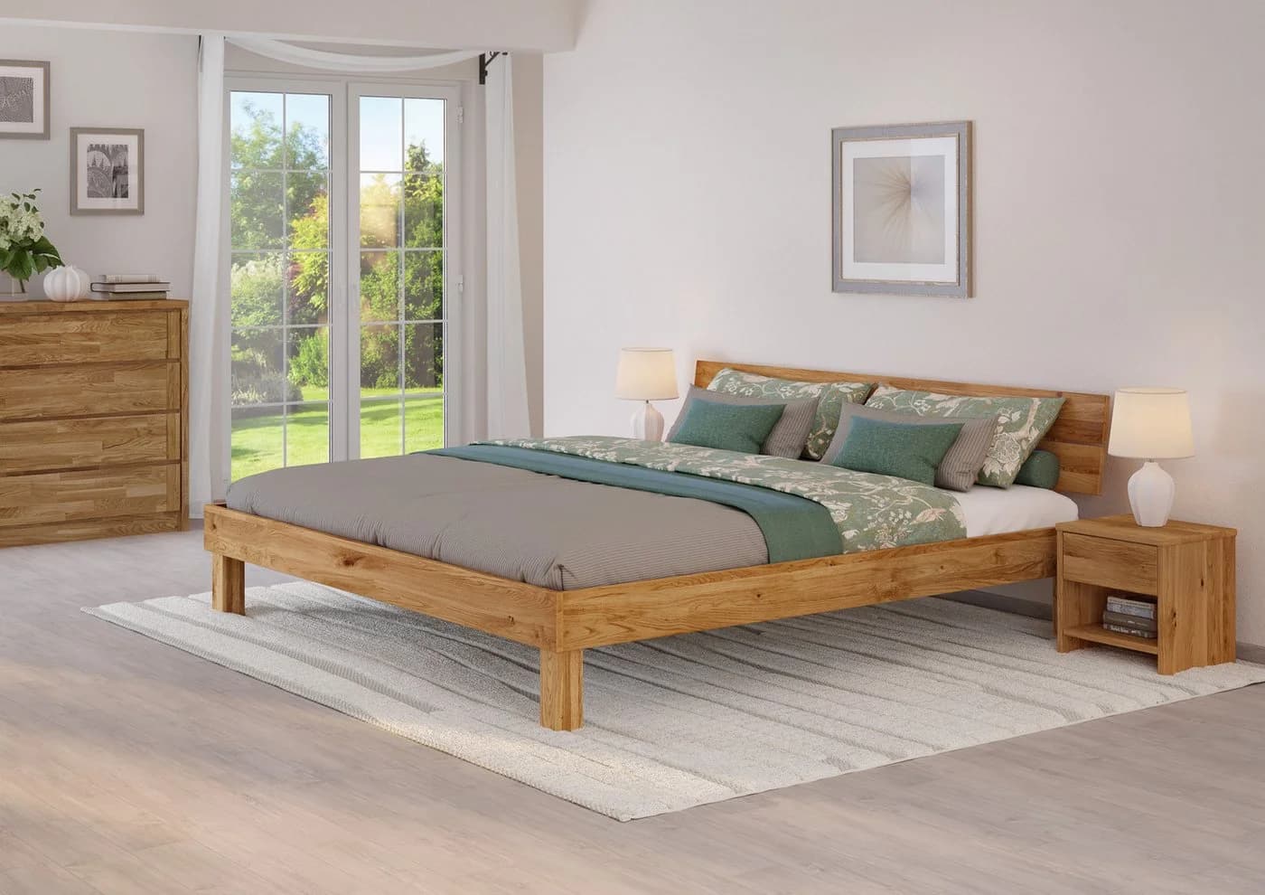 ERST-HOLZ Massivholzbett Kingsize Eiche geölt 200x200 cm