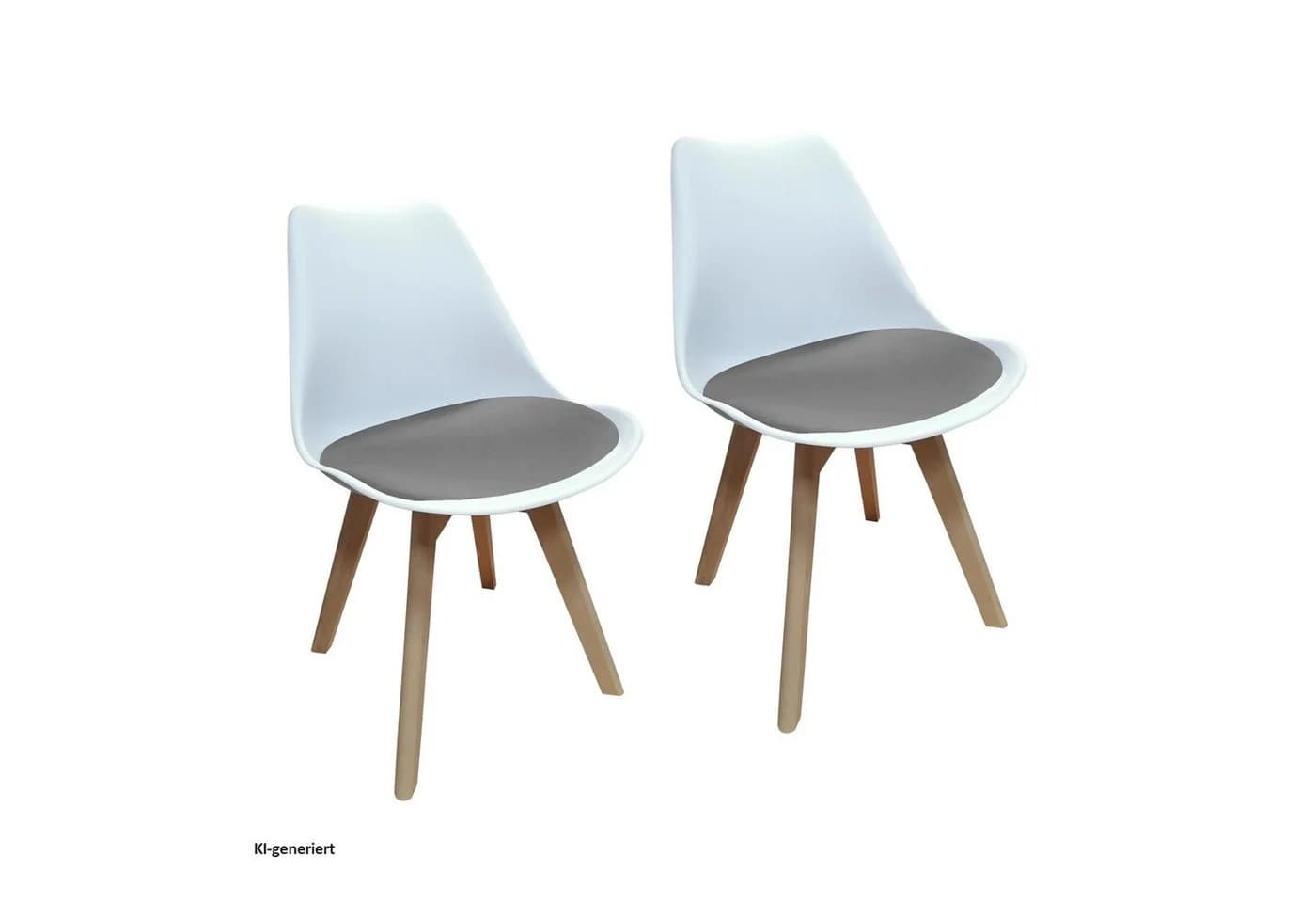 HTI-Living Esszimmerstuhl Atlanta 2er Set Weiß/Grau Kunststoffschale