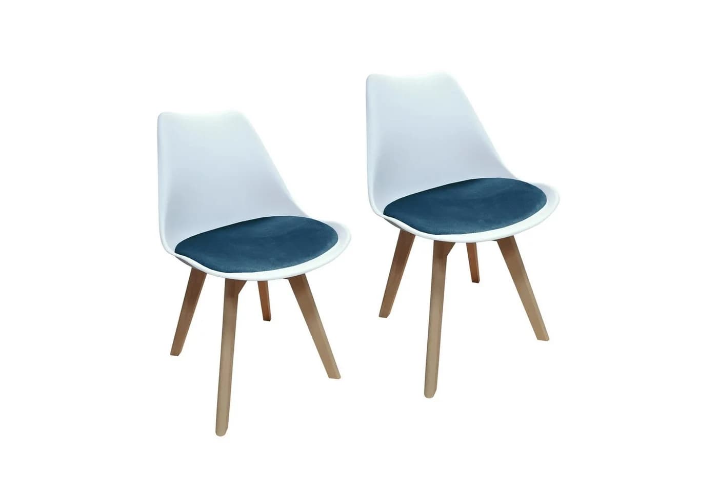 HTI-Living Esszimmerstuhl Samt 2er Set Atlanta Weiß/Blau