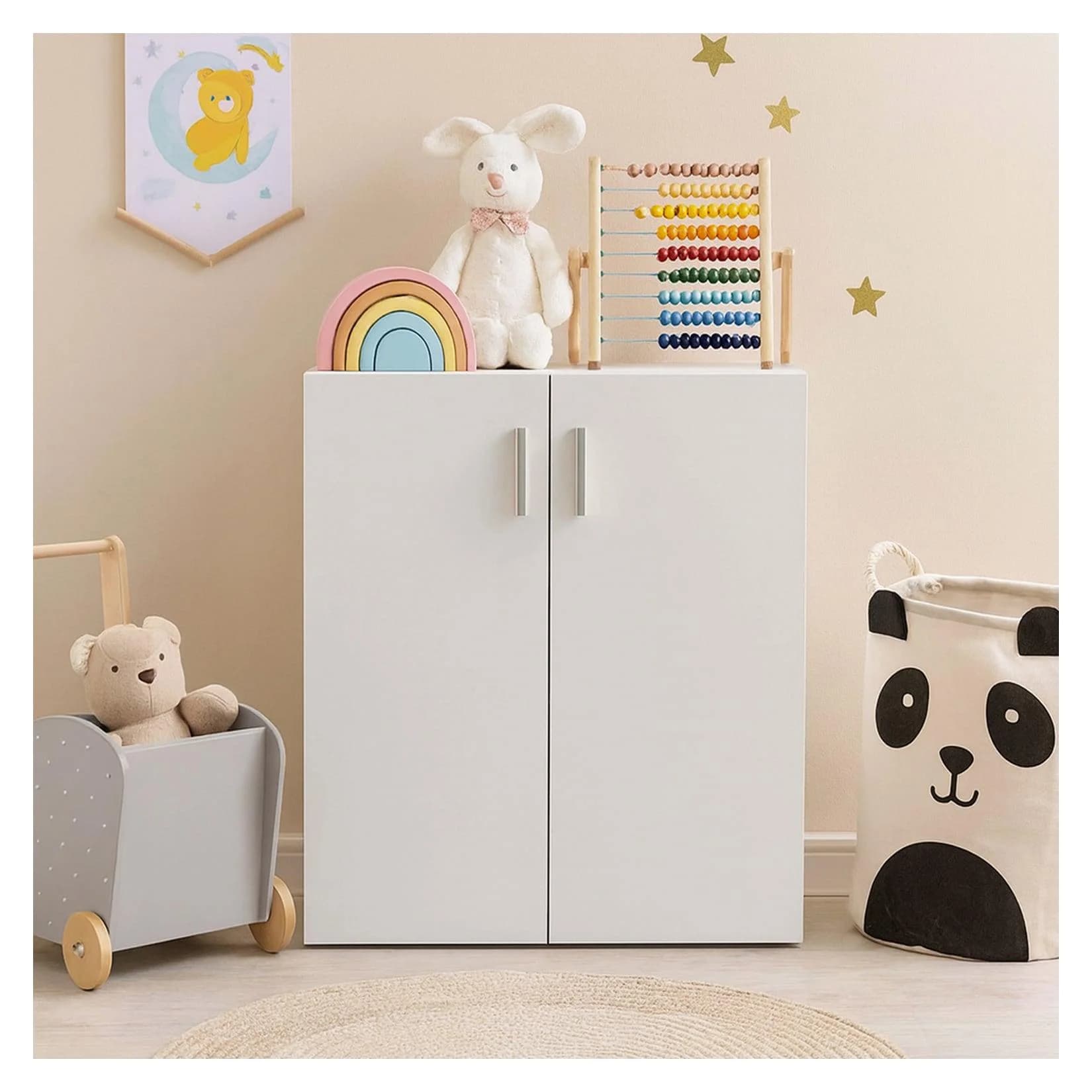 HTI-Living Mehrzweckschrank Kommode 2 Regalfächer Weiß