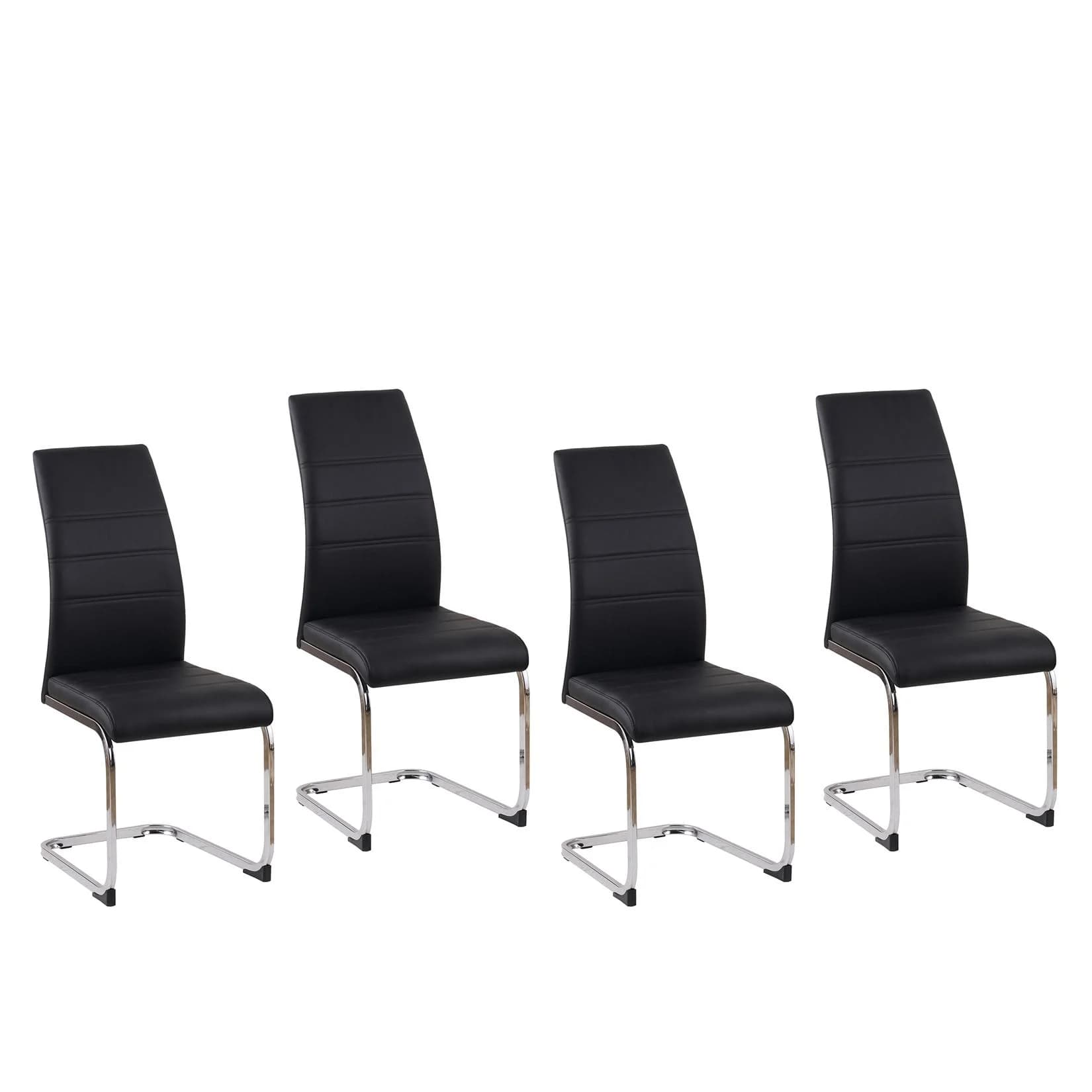 HTI-Living Schwingstuhl SallyC Schwarz Set 4 St. Kunstleder Esszimmerstuhl