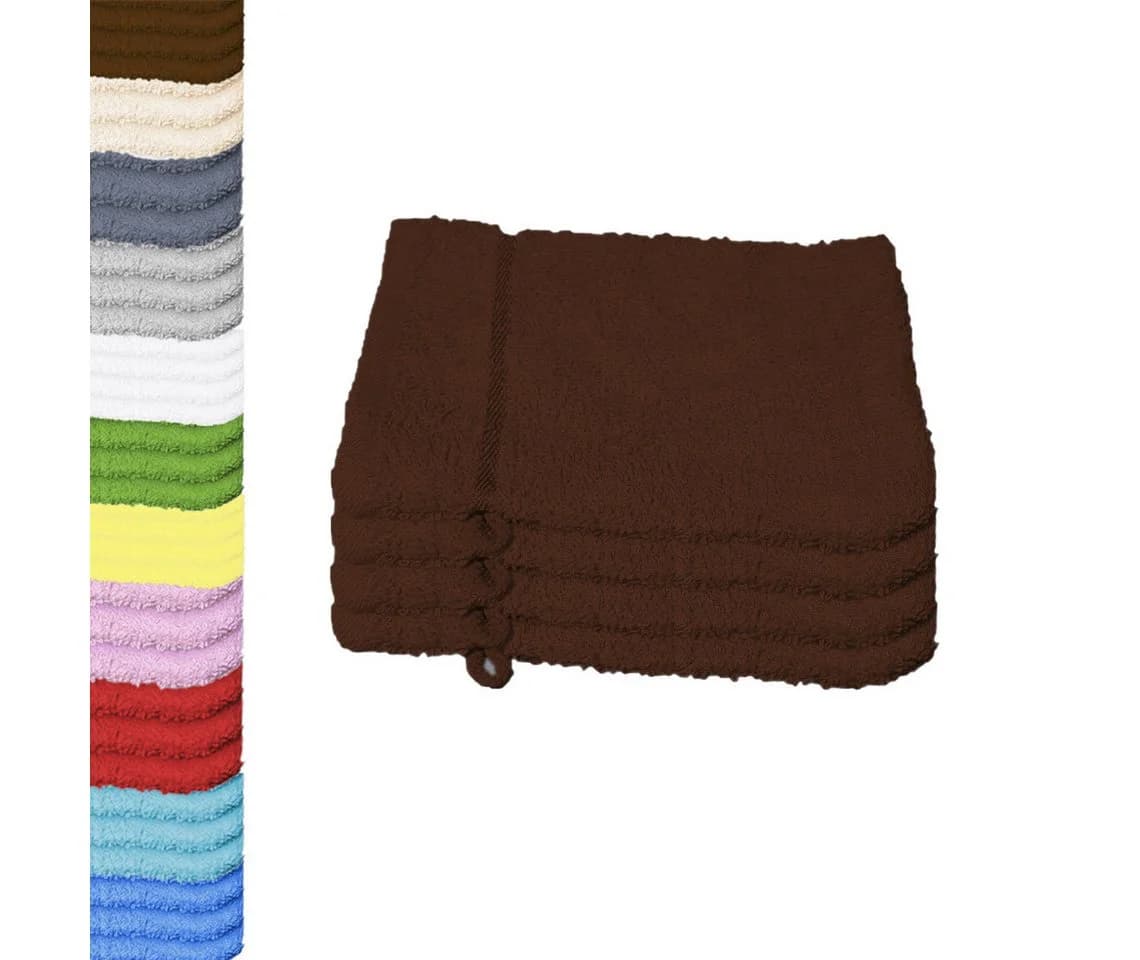 Buymax Premium Waschhandschuh Set 12-tlg. 100% Baumwolle Braun