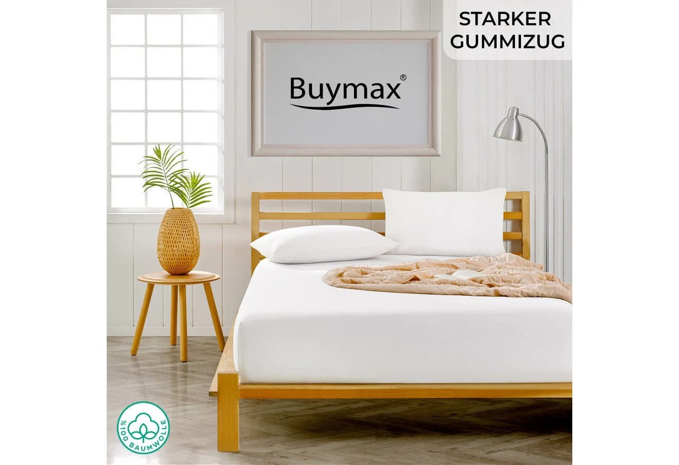 Buymax Spannbettlaken Topper Jersey 100% Baumwolle Weiß