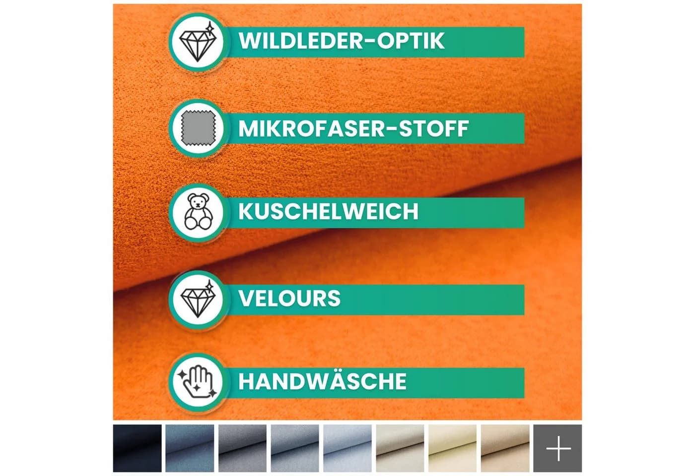 novely® Stoff ALPEN Orange Wildleder-Look Microfaser Polsterstoff