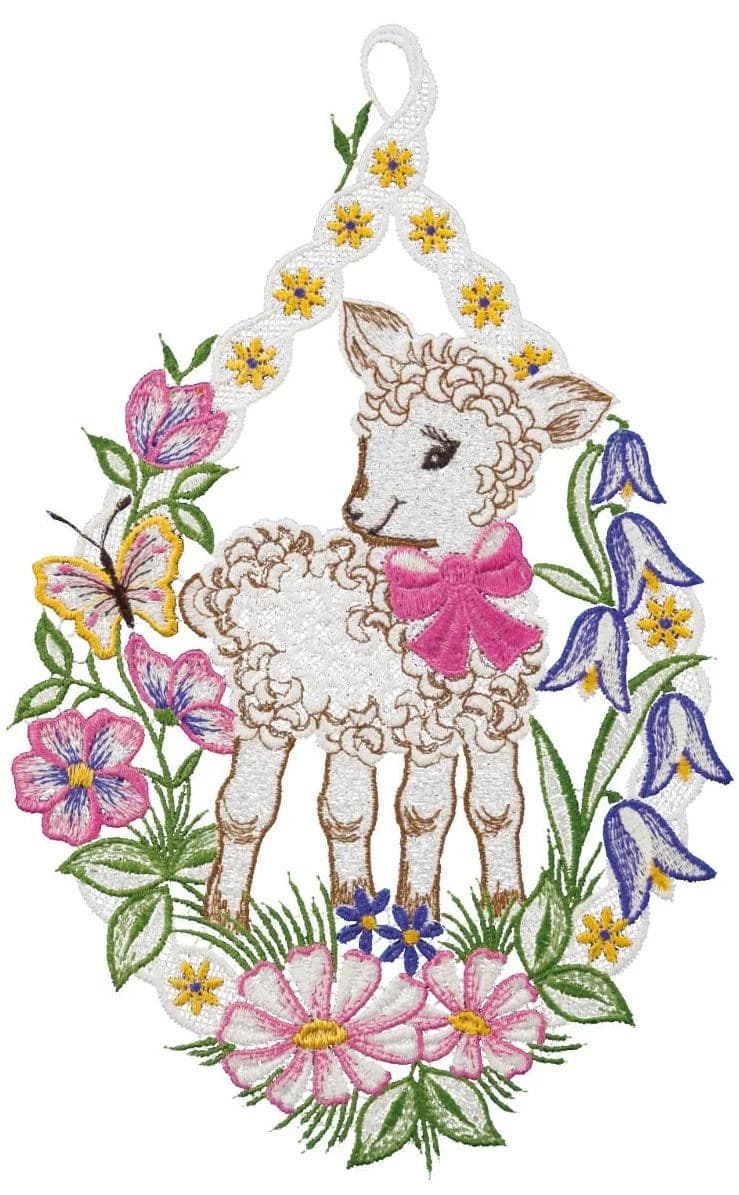 Osterlämmchen Fensterbild Bunt Rosa Polyester W. REUTER & SOHN