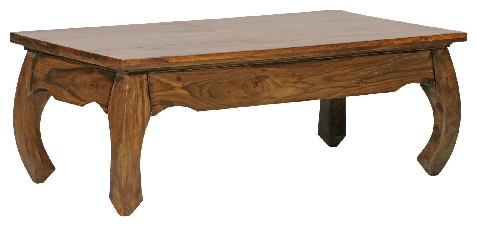 Couchtisch Sheesham Massivholz Dunkelbraun 4 Fuß Gestell