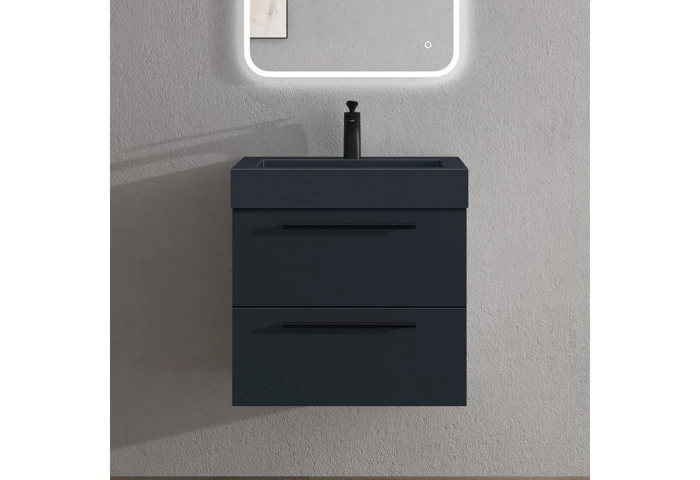doporro Badmöbel-Set Quadratto 2 Schubladen SoftClose Nussbaum