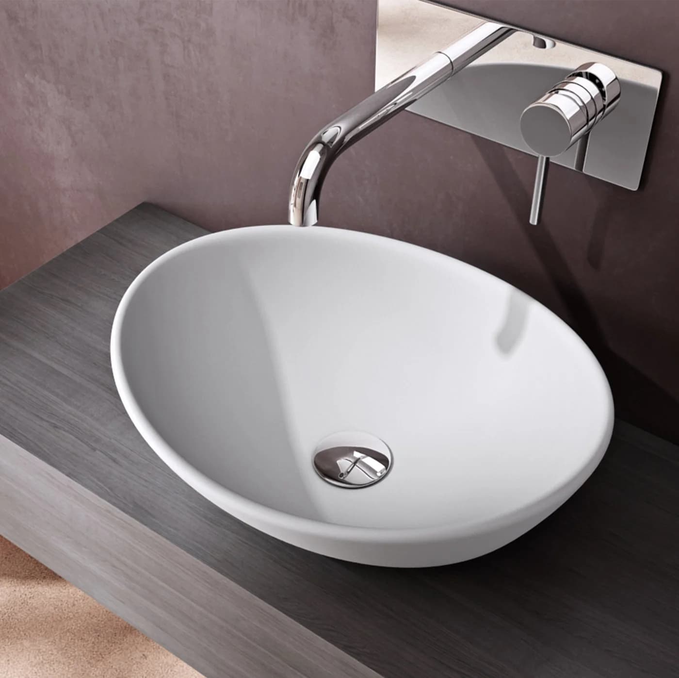 doporro Aufsatzwaschbecken Brüssel205 Oval Weiß Keramik