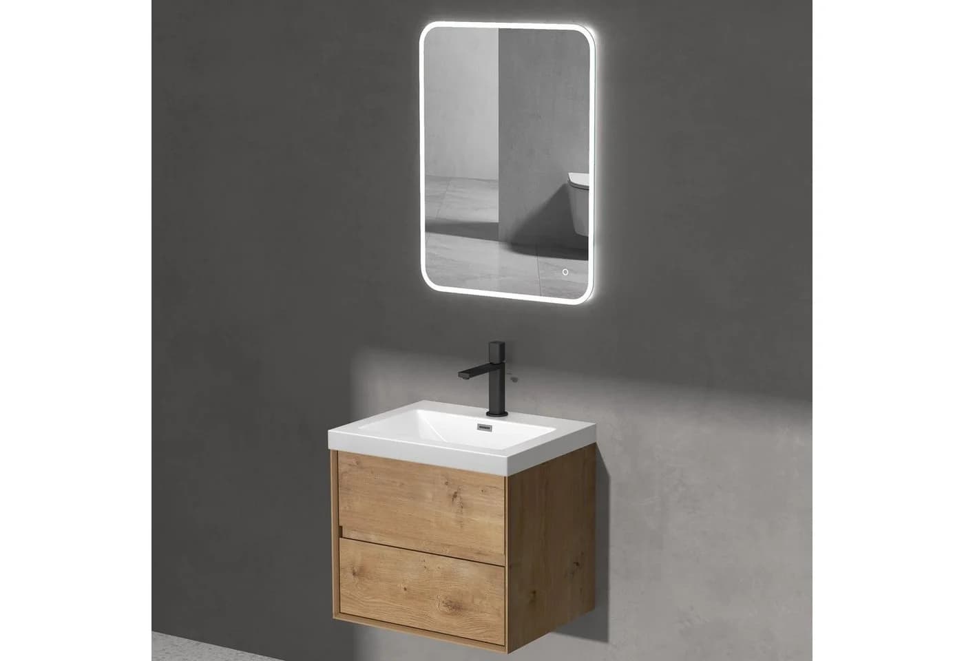 doporro Badmöbel-Set Rimo Badezimmer Mineraguss Waschbecken