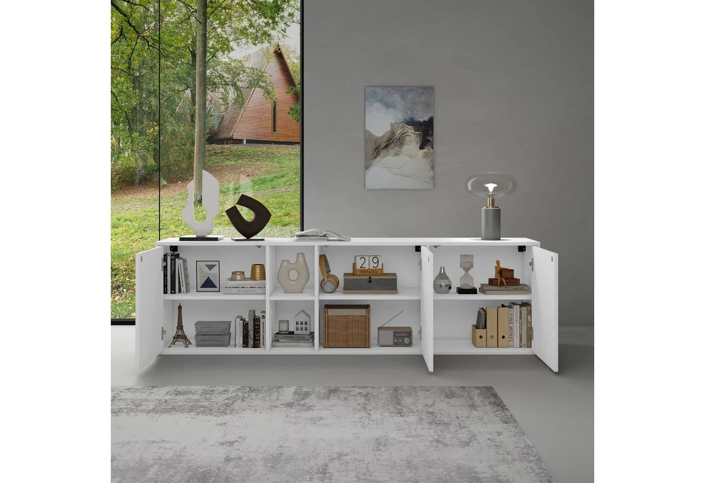 doporro Sideboard Schrank 02 Weiß Modern Push-Open