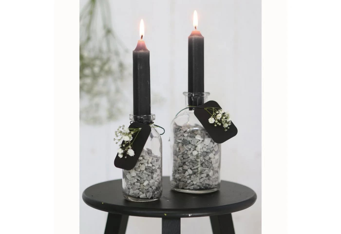 Annastore Spitzkerzen Set 7-tlg. Schwarz für Flaschen
