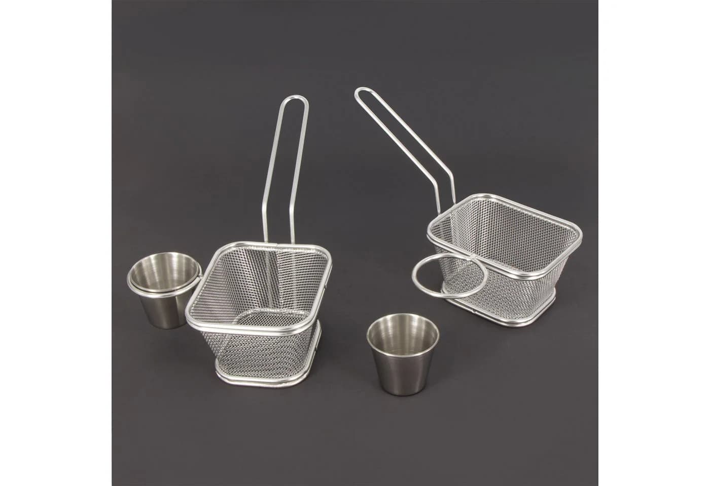 KVOTA Mini Servierkörbchen 2er Set Edelstahl mit Saucenschale