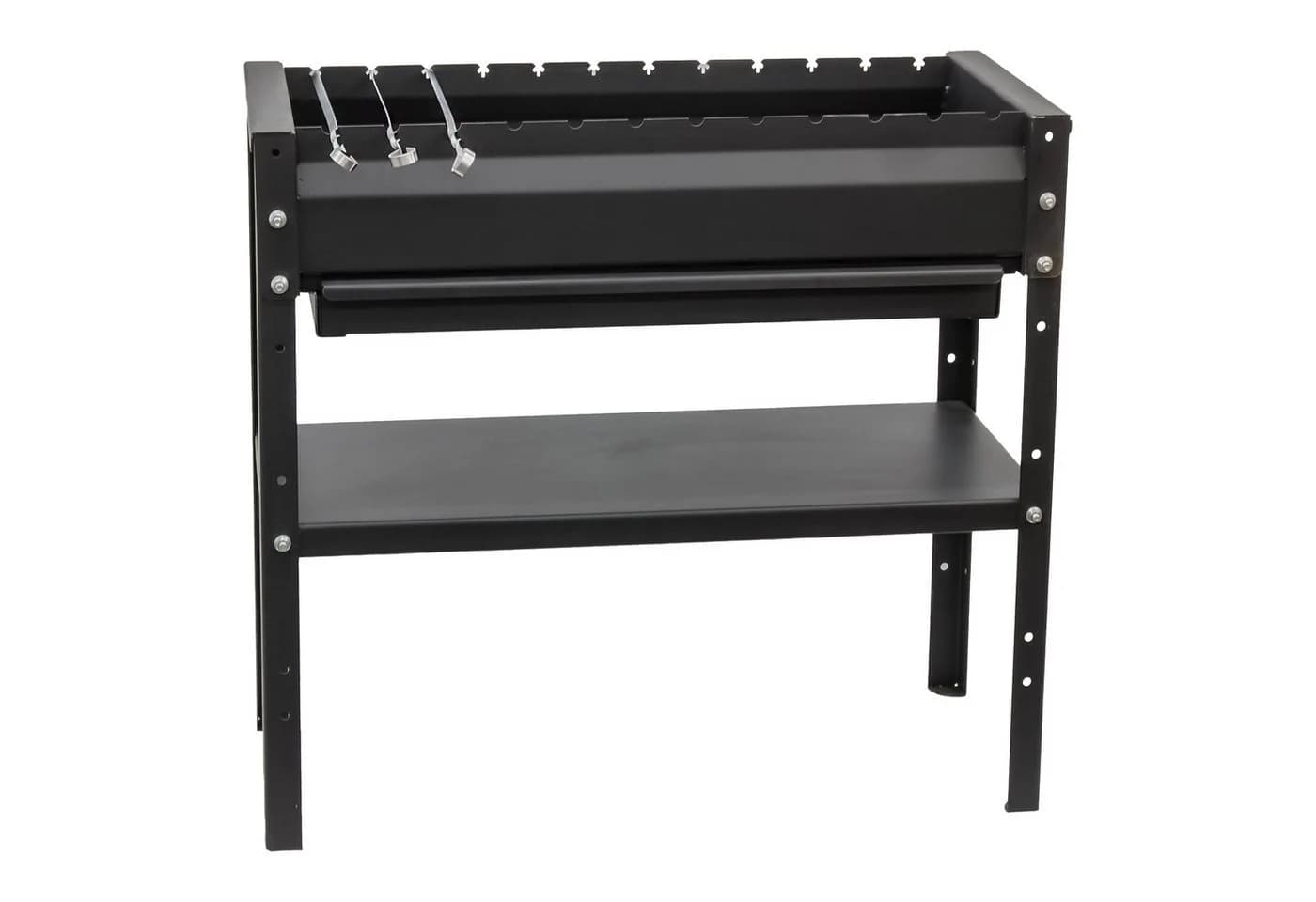 KVOTA Mangal Holzkohlegrill 80cm Stahl mit 12 Spießauflagen