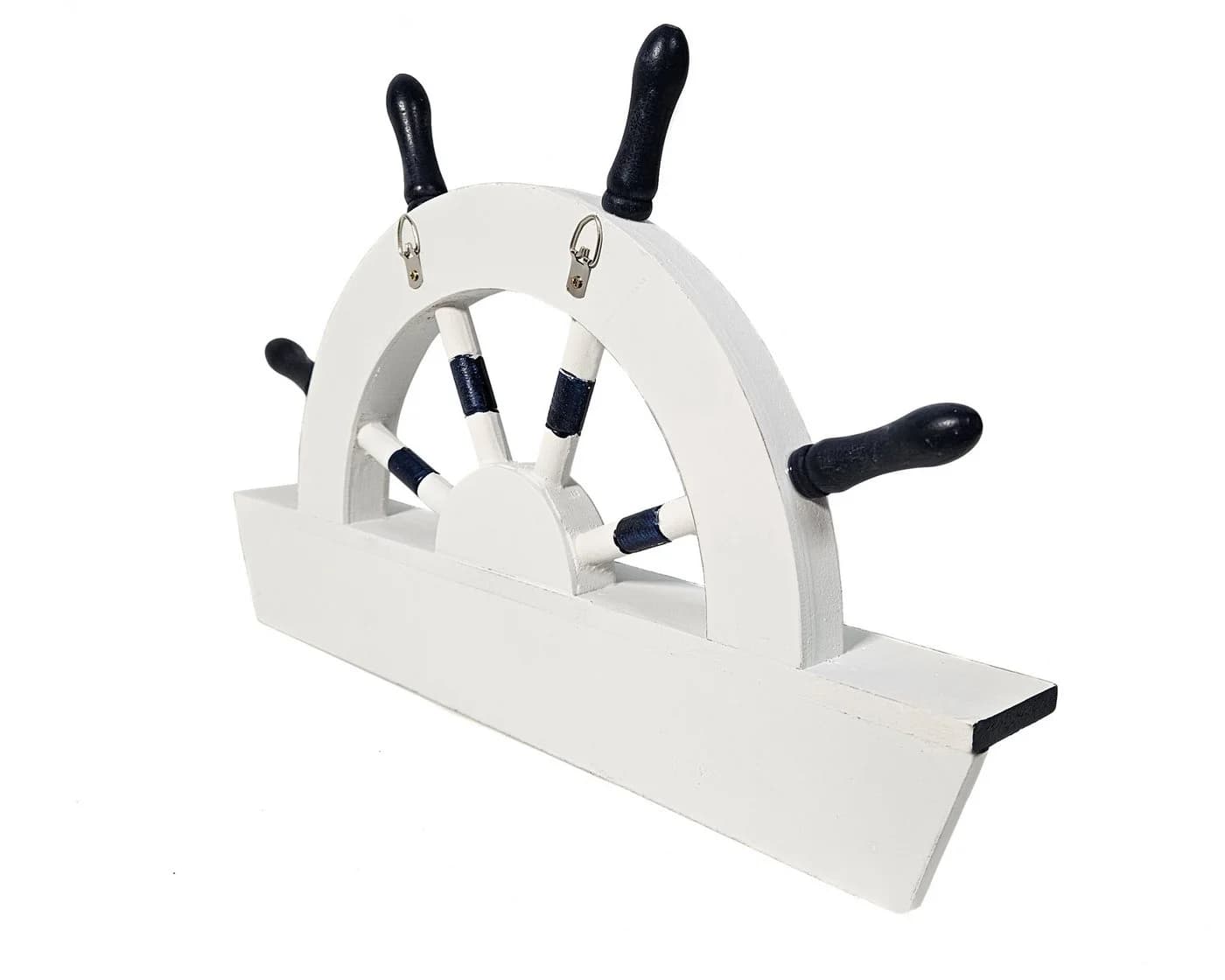 Yudu Garderobe Steuerrad-Form Holz 3 Haken Maritim