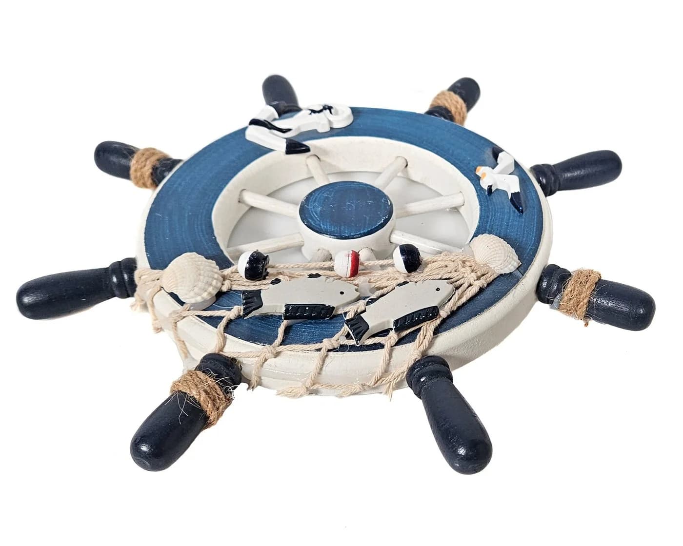 Yudu Wanddeko Steuerrad Weiß Blau Maritime Deko