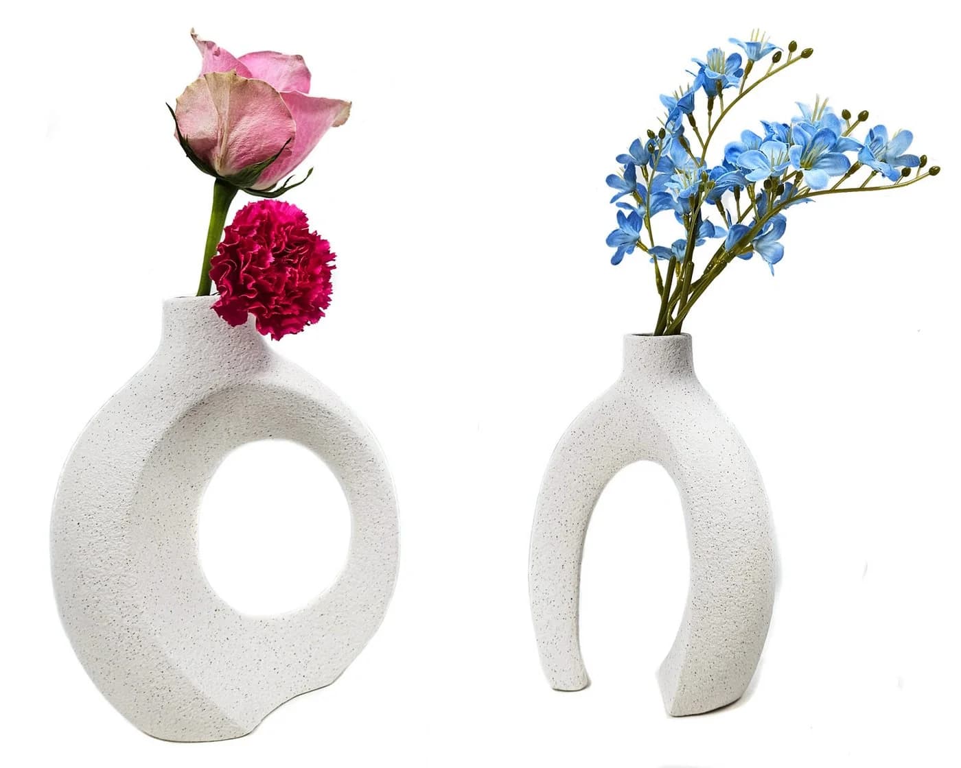 Yudu Tischvase 2-teiliges Vasen Set Weiss Keramik Romantik Design