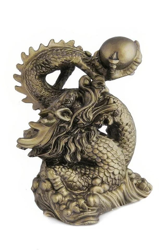 Yudu Dekofigur Feng Shui Drache Goldener Glücksbringer