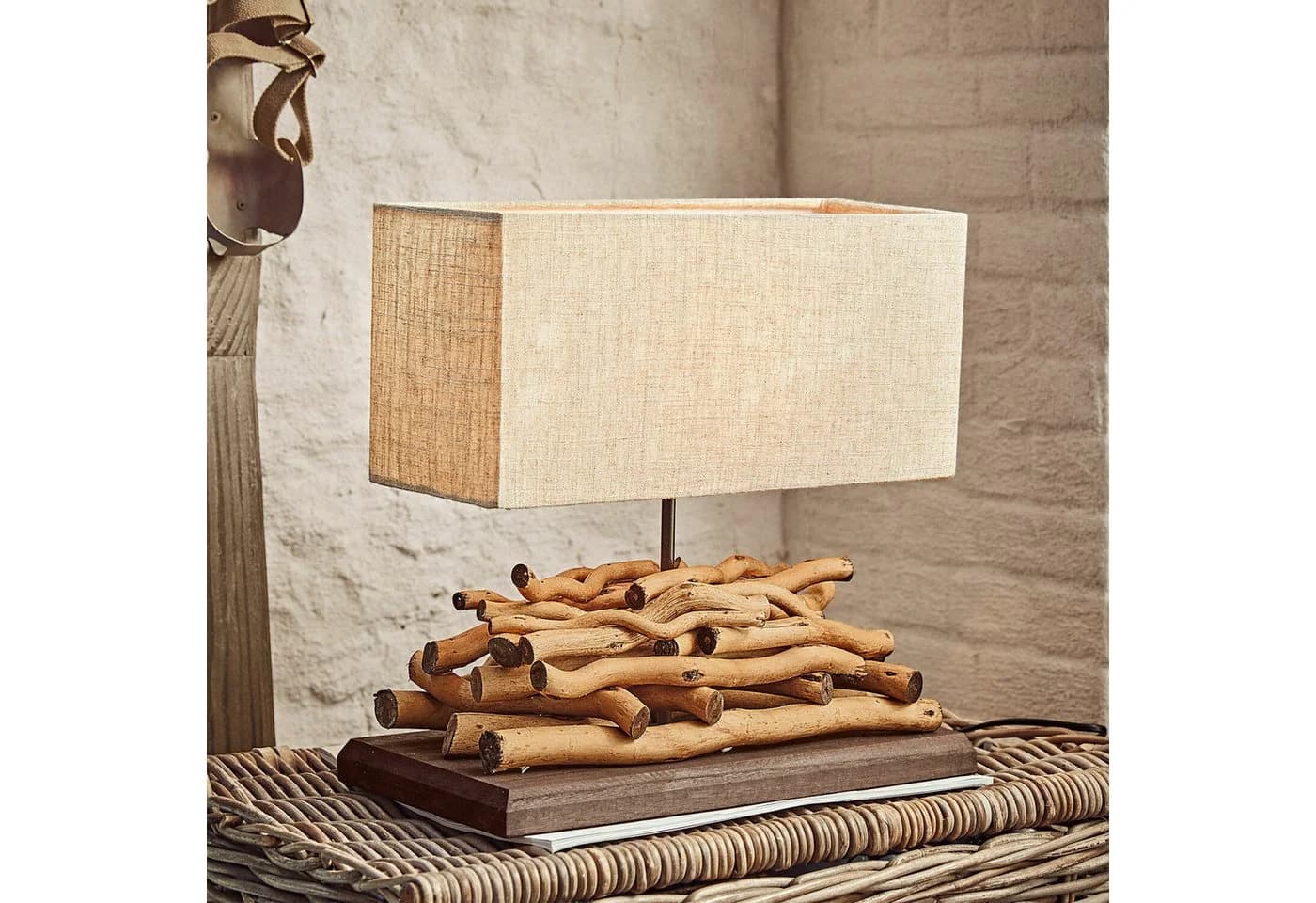 Mirabeau Tischleuchte Tischlampe Caribou Leinen/Braun