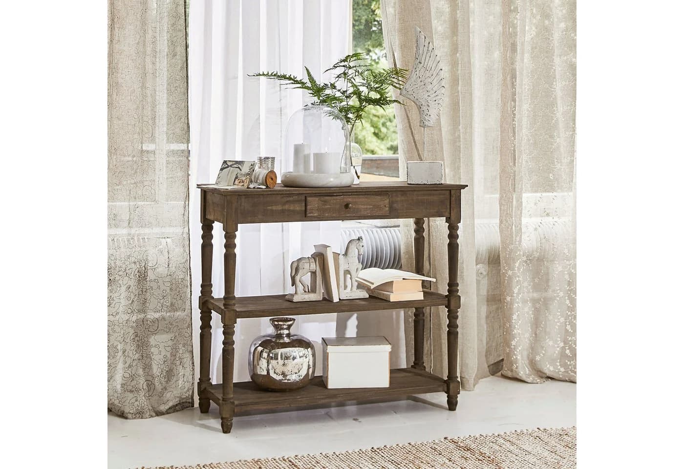 Mirabeau Konsole Roubaix Braun Massivholz Antik-Look