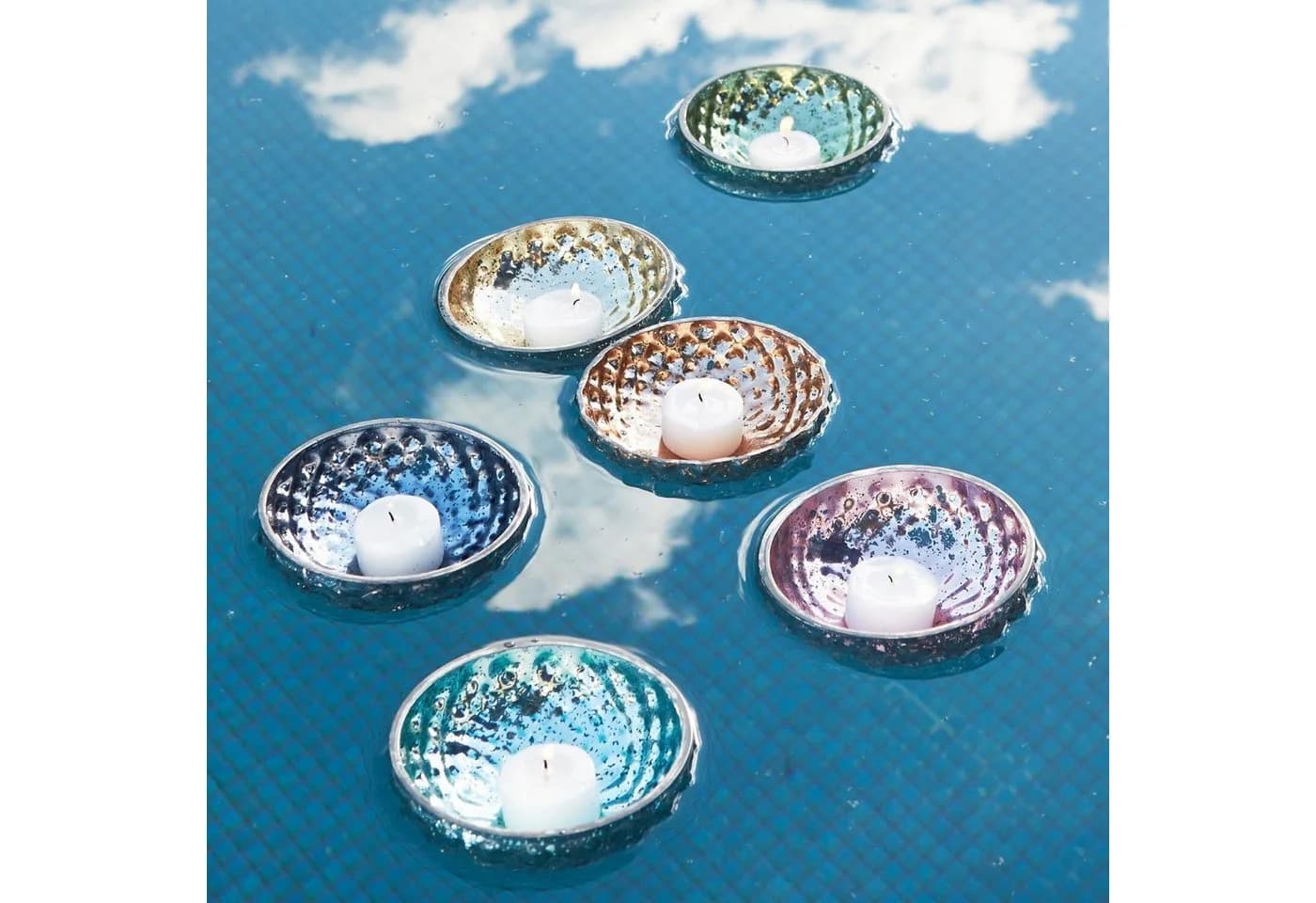 Mirabeau Schwimmwindlicht 6er Set Leela bunt Glas