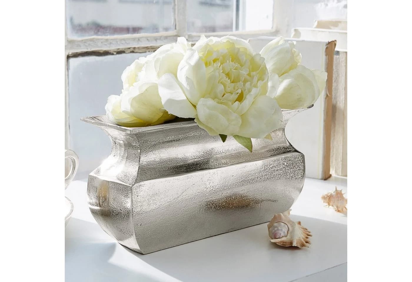 Mirabeau Tischvase Vase Cyrian silber Aluminiumguss Antik-Finish