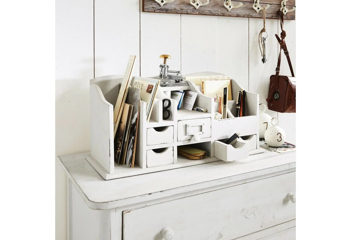 Mirabeau Organizer Levin Weiß Mangoholz Shabby-Chic