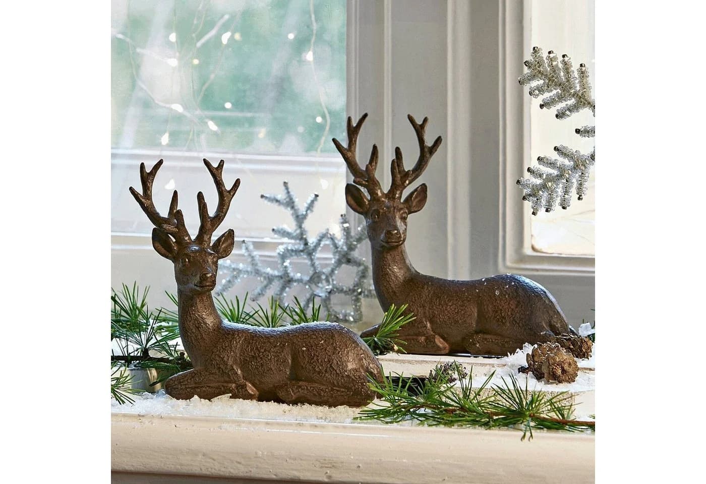 Mirabeau Weihnachtsfigur Hirsch 2er Set Janville antikbraun
