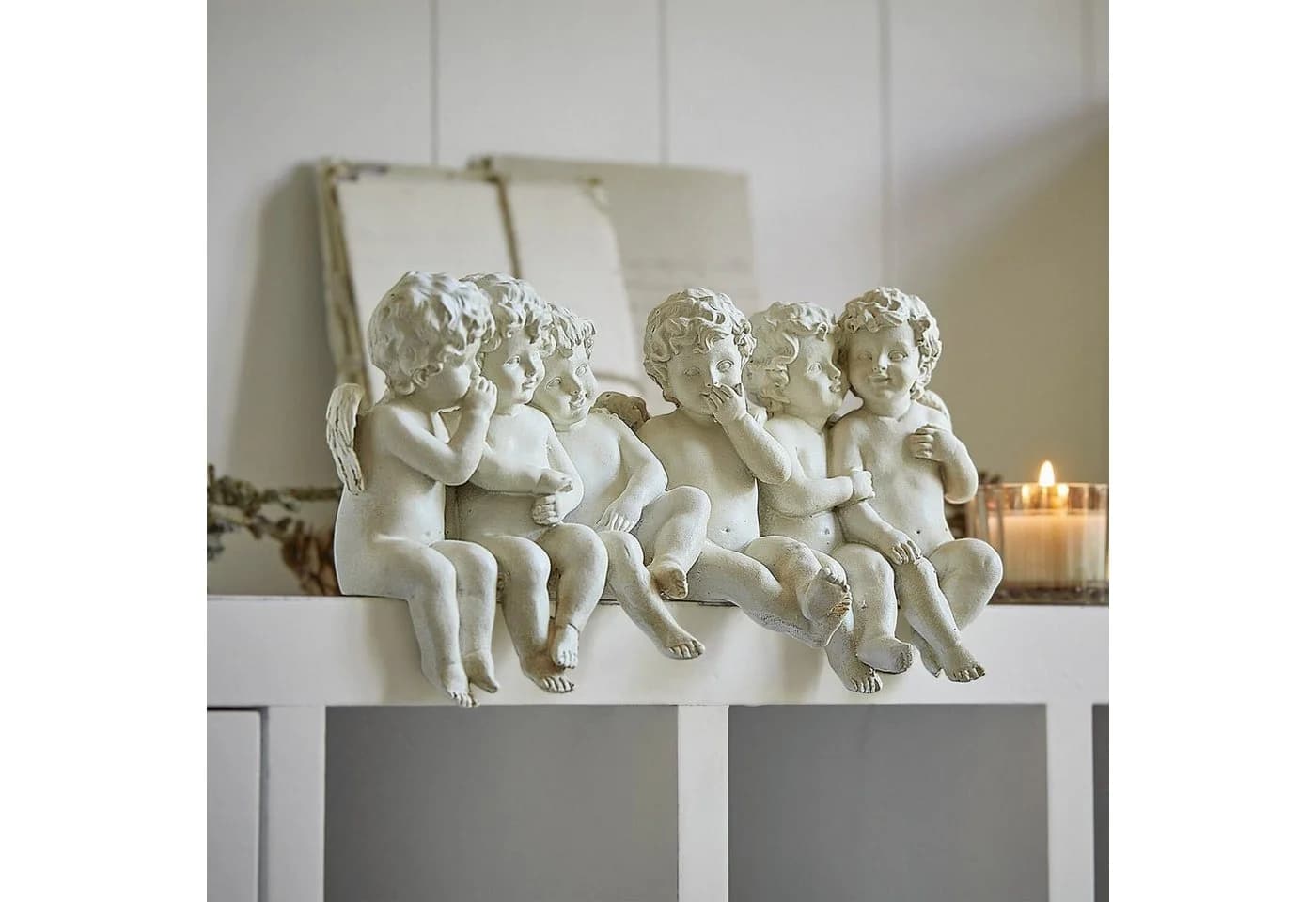 Mirabeau Weihnachtsfigur Engel Léon antikweiß