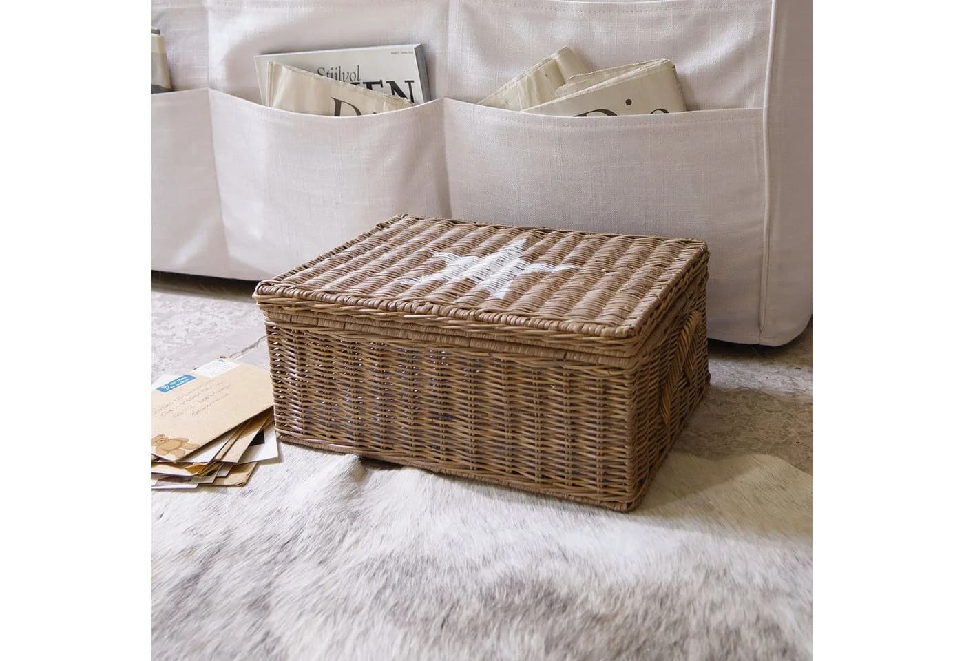 Mirabeau Dekokorb Box Carcans Braun/Weiß Rattan