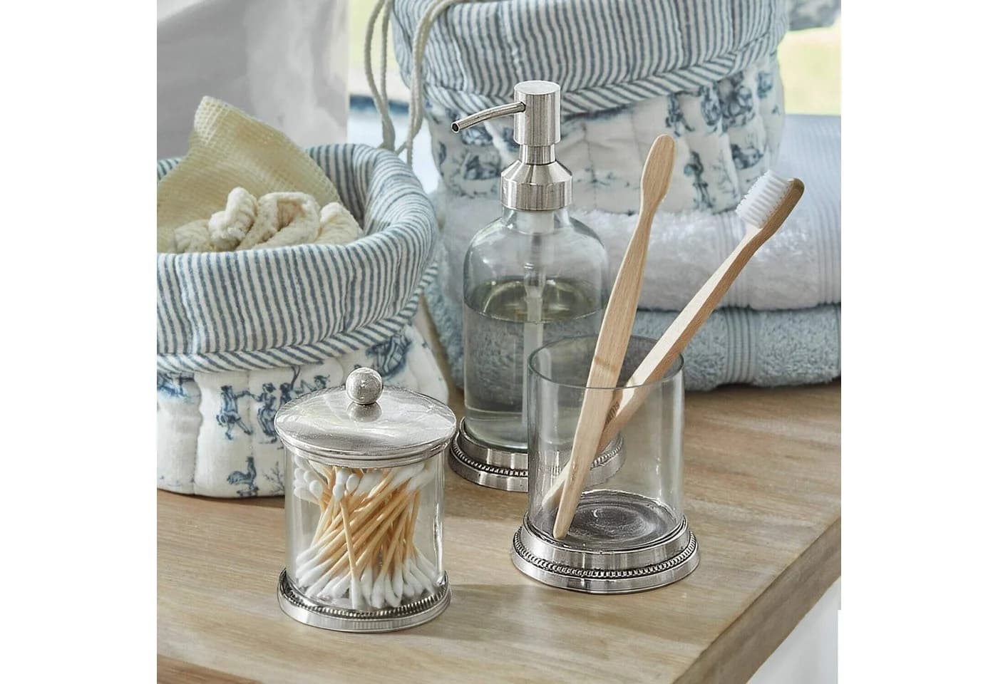 Mirabeau Badorganizer Set Glas Messing Silber Transparent