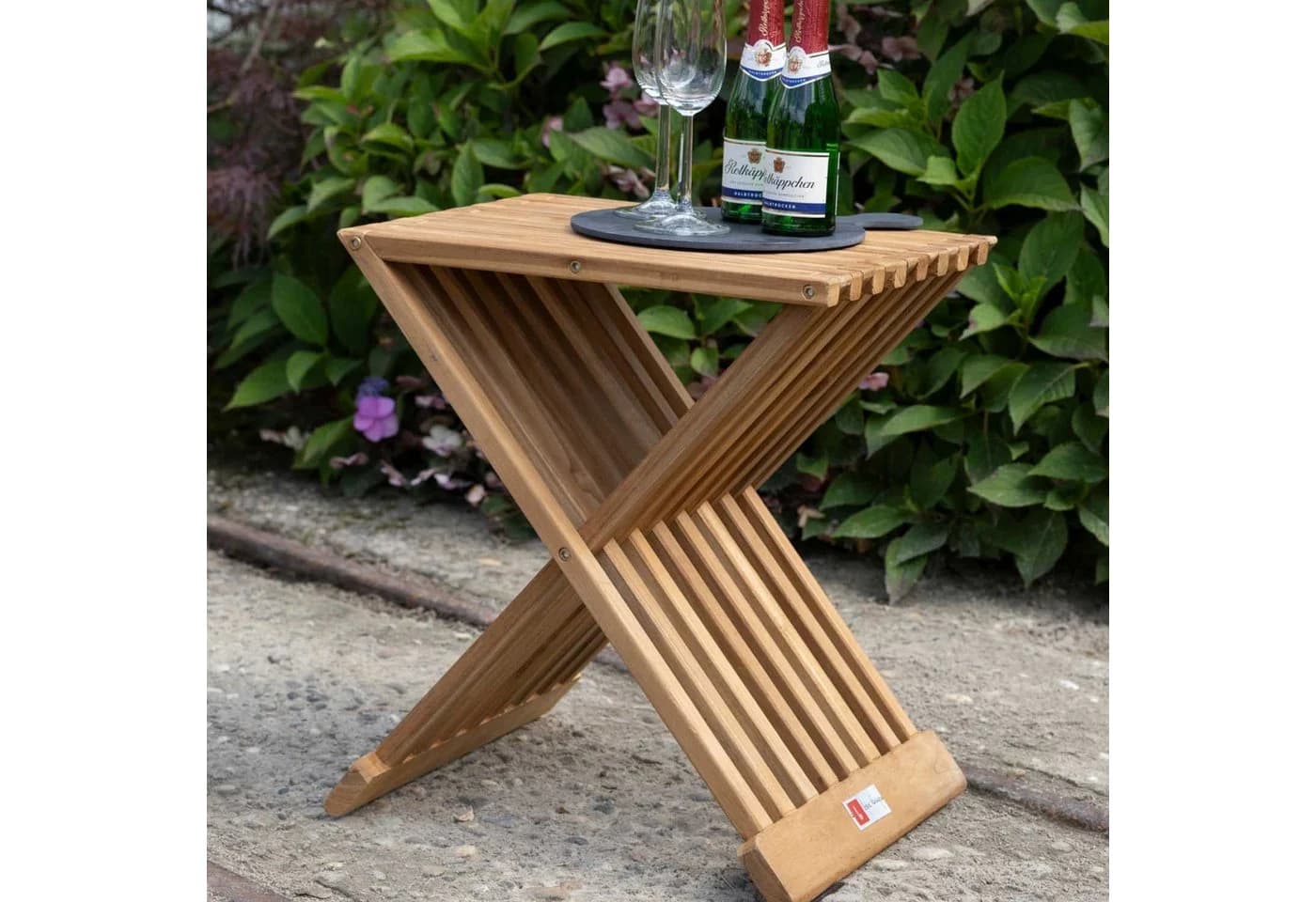 MR.DEKO Gartentisch Teak klappbar Fishbone